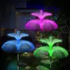 Lámpara de Medusa Solar LED Fibra Óptica Luz de Atmósfera Colorida Decoración de Paisaje de Jardín Luz de Color Luz de Enchufe de Tierra para Césped Luz Nocturna