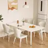 Mesa de Jantar de Rocha Branca Pura Cadeiras Casa Apartamento Pequeno Preto Puro Minimalista Luxo Leve Sensação de Alto Padrão Novo Estilo Mesa de Jantar Preta Pura Mesa de Jantar