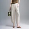 Pantalones de Lino de Pierna Ancha para Mujer 2026 Otoño Pantalones Tencel Guadaña para Madres Petites Casual Sueltos Caídos de Nueve Puntos