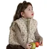 Colete de Algodão para Meninas Inverno 2026 Novo Estilo Coreano Fofo Colete com Estampa Floral para Bebês Jaqueta Versátil Espessada Tendência