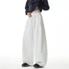 Pantalones de chándal grises avena con dobladillo curvo para hombre, pantalones de otoño fluidos de pierna ancha, pantalones casuales relajados de pierna recta