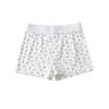 Pantalones cortos casuales con estampado floral pequeño para mujer, estilo europeo y americano, con cintura elástica a juego, ajustados, para estar en casa, para verano