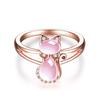 Zhenrong Europa y Estados Unidos venta caliente chapado en oro rosa imitación cristal rosa anillo de gato rosa piedra hibisco anillo de diamante de cristal rosa