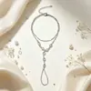 Ornamentos Transfronteiriços Europeus e Americanos Estilo Minimalista Moderno Pulseira Versátil com Strass Dupla Face para Mulheres Pulseira de Dedo Conectada com Strass Inlaid Multicamadas