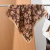 Pañuelo pequeño cuadrado de algodón y lino con estampado de espiga estilo "old money", pañuelo para la cabeza tipo terciopelo sedoso, chal protector solar para el cuello para mujer