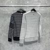 TIME BREATHE TB Cardigan de Tricô Xadrez Outono/Primavera Novo Quatro Listras Casual Botão Jaqueta de Tricô