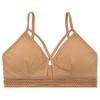 Ropa interior ultrafina de color sólido para niña, dulce nicho hueco con cuello en V, sin aro de acero, hermosa espalda envuelta, sujetador para estudiante