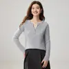 / Colección Idle - Suéter de Punto de Cachemira con Cuello de Barra para Mujer, Estilo Retro Intelectual, Suéter Pulóver Adelgazante