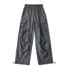 Macacão Parachute Retro Americano Feminino Verão 2024 Novo Solto Bf Street Design Sense Calça Casual Reta