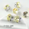 Arte de Uñas Brillante Amarillo Brillante K9 Sin Base con Diamantes Triturados Chapados en Oro, Lujoso Arte de Uñas Rectangular Hecho a Mano con Diamantes
