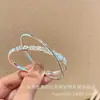 Pulseira Fechada de Prata com Duplo Anel e Design Gelo Quebrado, Prata Pura 9999, Design Sólido de Nicho, Presente para Namorada ou Melhor Amiga