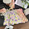 Vestido de Verano Floral para Niñas Estilo Nuevo Verano 2026 Vestido de Algodón y Seda para Niñas Pijamas Elegantes de Princesa para Niños Pequeños