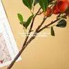 Ramas de Frutas Naranja Simuladas, Plantas Verdes Simuladas, Decoración de Paisajismo con Flores Artificiales, Adornos de Frutas Artificiales y Flores Artificiales para Sala de Estar, Venta al por Mayor