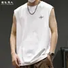 Colete Bordado Estilo Americano Masculino Verão 2026 Novo Fino Solto Tamanho Grande Regata Esportiva Roupa Externa Top Fitness