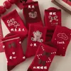 Calcetines para Niñas, Engrosados para Otoño e Invierno, Calcetines Rojos de Año Nuevo, Lindos Calcetines Rojos para Niñas, Bebés y Niños para el Año Nuevo