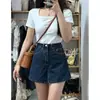 Nova Saia Shorts Jeans Retrô de Verão 2025 para Mulheres, Cintura Alta, Tamanho Plus, Esconde Barriga, Cobre Quadril, Saia-Calça Evasê Emagrecedora