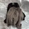 Suéter de punto de cuello redondo de mohair marrón de alta gama para mujer, estilo primavera, suave y pegajoso de color lechoso, para llevar solo o como prenda de punto base