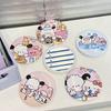 Espejo redondo pequeño Sanouli, portátil, con forma de cachorro de dibujos animados japoneses, mini espejo portátil con forma de corazón para niña, espejo de maquillaje, pequeño regalo