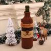 Conjunto de garrafas de vinho decorativas de Natal Conjunto de vinho tinto de lã tricotada Decoração de atmosfera de hotel de restaurante de Natal Decorações