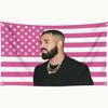 Fundo de Bandeira de Apoio a Celebridade Transfronteiriça com Design Personalizado de Personagem Banner de Fundo Rosa da Bandeira Americana
