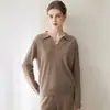 100% cachemir utiliza hilo Consinee, un nuevo suéter base de punto para mujer de otoño/invierno con cuello polo