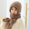 Gorro y Bufanda Integrados para Mujer Invierno Forro Polar Engrosado Cálido Protección para Orejas Gorro para Personas de Mediana Edad y Mayores Gorro de Punto Gorro de Lana Invierno