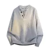 Tricô Falso de Duas Peças Allin Masculino Outono e Inverno Nova Moda High-End Gola V Retrô Quente Tricô Solto Cinza Escuro