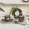 Taza de Porcelana Dorada Fanjia con Asa Entrada Estilo Retro de Lujo Taza de Café para Banquete Familiar Juego con Cuchara Dorada Regalo de Acompañamiento de Alta Gama