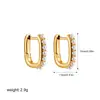 Pendientes de Perla de Cobre Chapados en Oro de 18K, Forma de U, Sencillos, Elegantes, Versátiles, Pinzas Rectangulares Geométricas para Oreja