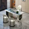 Conjunto de mesa de centro e cadeiras em pedra de luxo leve ultra-cristal, mesa de chá moderna minimalista para escritório e casa com chaleira integrada