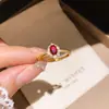 Anillo Abierto Ovalado Hueco de Zirconio Bañado en Oro Real Estrella Explosiva Estilo Corte Retro Anillo de Dedo Temperamento de Nicho Joyería para Manos