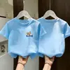 Camiseta de Verão de Manga Curta para Meninos Top Estampado da Moda para Meninos Pequenos Algodão Puro Respirável Estilosa Soltinha Camiseta Básica