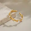 Anel Aberto Simples de Pérola Estilo Europeu e Americano Xia Ling Aço Inoxidável Banhado a Ouro 18K Estilo Ins Moda Versátil Anel de Aço Titânio para Mulheres