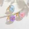 Anillo de Flor de Diamante de Acero Inoxidable Hongfei para Mujer Anillo Exagerado de Gama Alta Estilo Ins Venta al por Mayor Estilo Caliente Transfronterizo Europeo y Americano