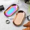 Ins estilo oval tamanho pequeno placa de aço inoxidável aromaterapia cosméticos placa de armazenamento decoração do quarto das meninas ornamentos