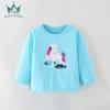 Camiseta de Algodão Puro com Manga Longa para Meninas Europeias e Americanas Roupa Infantil para Meninas Outono e Inverno Estampa de Coração de Desenho Animado Tops Camiseta Segunda Pele Infantil