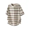 Camiseta de manga corta a rayas con bloques de color estilo americano para hombre, de lyocell, corte holgado, nuevo diseño de top para el verano de 2026