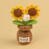 Plantas de Tulipán Hechas a Mano con Ganchillo Transfronterizas en Maceta, Adornos de Rosa, Jarrones de Flores Tejidos con Hilo, Flores Artificiales, Plantas en Maceta para Escritorio