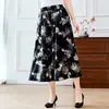 Falda pantalón de verano para mujeres de mediana edad y mayores, seda helada, gasa, pantalón ancho de ocho puntos, pantalones de pierna ancha grandes para mujeres de 50 años, falda, finos