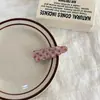 Set de Pasadores para el Cabello con Puntos Polka Marrón-Rosa y Borde Ondulado Vintage, Pinza de Pico de Pato con Textura de Acetato, Pinza Suave Francesa para Flequillo Lateral