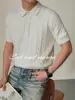 2025 Camisa Polo de Punto para Hombre de Manga Corta Marca de Alta Gama de Moda Ropa para Hombre Verano Cuello Transpirable Tejido de Punto Casual
