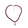 Collar con perla de vidrio bornete de Corea del Sur colgante de perla roja cadena de clavícula collar rojo del año de la vida