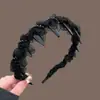 Faixa de Cabelo Antiderrapante Preta Dentada para Mulheres, Grampo Especial para Lavar o Rosto, Novo Estilo 2026, Faixa de Cabelo para Lavar e Prender o Cabelo, Headband