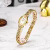 Reloj de Pulsera Mia Myar para Mujer Retro Pequeño Dorado Exquisito Elegante Simple Correa de Acero Reloj Digital de Disco de Cuarzo para Mujer