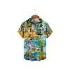 Nova Camisa Havaiana de Verão Mais Vendida para Homens, Estampa Digital 3D, Manga Curta, Lapela, Top Casual