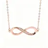 Collar con Colgante de Plata de Ley S925 Símbolo del Infinito Figura de Ocho para Mujer, Venta Caliente Transfronteriza, Diseño de Nicho, Cadena para Clavícula Simple y de Moda