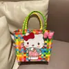 Bolsa Tejida a Mano de Gatito Gran Capacidad Cesta de Verduras DIY Bolsa de Playa Bolso de Recuerdo Bolsa de Regalo Navideño Bolsa