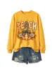 Amazon eBay loja independente moda versátil confortável feminina ensinar estampa de leopardo abóbora gola redonda manga longa moletom