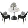 Mesa de negociación de tablero de roca y combinación de sillas, silla de cuero con garra de gato, mesa de recepción de negocios, mesa redonda pequeña, mesa de café de ocio para balcón, mesa de comedor de lujo ligero
