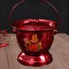 Escupidera Roja de Boda con Tapa Esmalte Dragón y Fénix Pato Mandarín Cubo de Dote para la Dote de la Novia Cubo de Orina para el Hogar
